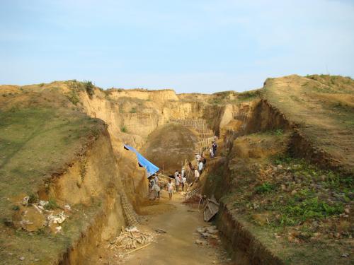 Archaeological survey of india digging at Charaideo Maidam