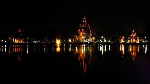 Beautiful night view of sivasagar from bank of sivasagar tank