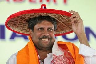 Kapil Dev with Assamese traditional japi