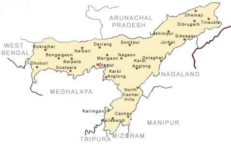 Map Of Assam